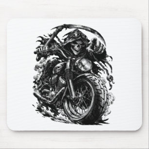 Illustration eines Motorradfahrers mit Sensenmann- Mousepad