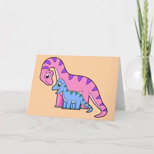Illustration eines Mutter-Kind-Brachiosaurus. Karte (Vorderseite)