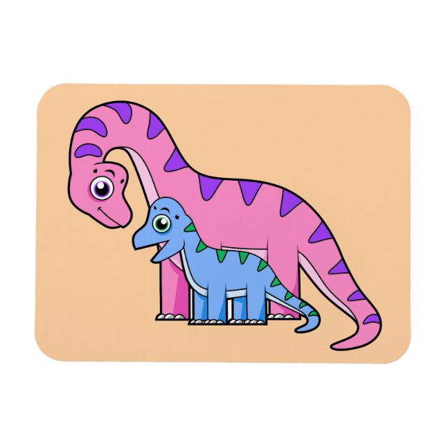 Illustration eines Mutter-Kind-Brachiosaurus. Magnet (Horizontal)
