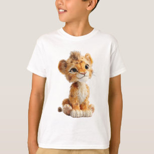 Illustration eines niedlichen flauschigen Löwenbab T-Shirt