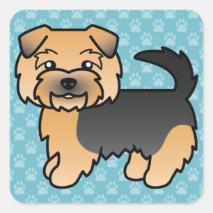 Illustration eines Norfolk-Terriers in Schwarz und Quadratischer Aufkleber