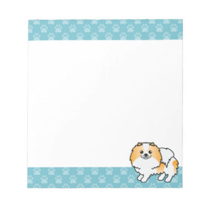 Illustration eines orangefarbenen Pomeranian-Hunde Notizblock