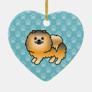 Illustration eines orangefarbenen Sable-Pomeranian Keramikornament
