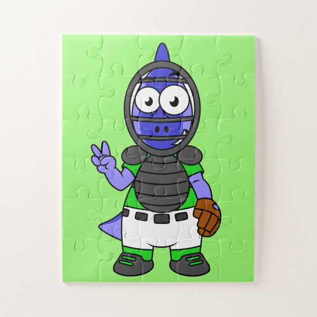 Illustration eines Parasaurolophus-Baseballfängers (Vertikal)