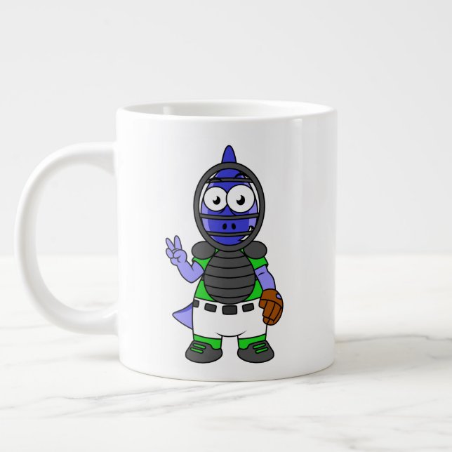 Illustration eines Parasaurolophus-Baseballfängers Jumbo-Tasse (Links)