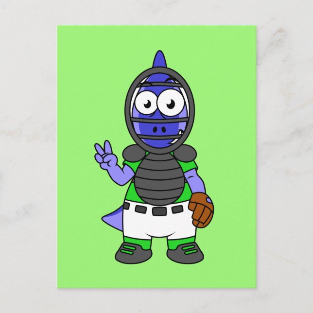 Illustration eines Parasaurolophus-Baseballfängers Postkarte (Vorderseite)