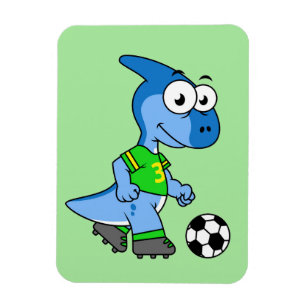 Illustration eines Parasaurolophus, der Fußball sp Magnet