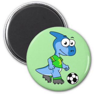 Illustration eines Parasaurolophus, der Fußball sp Magnet