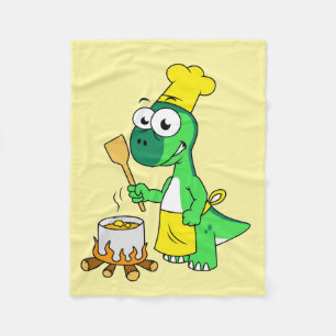 Illustration eines Parasaurolophus-Dinosaurier-Koc Fleecedecke