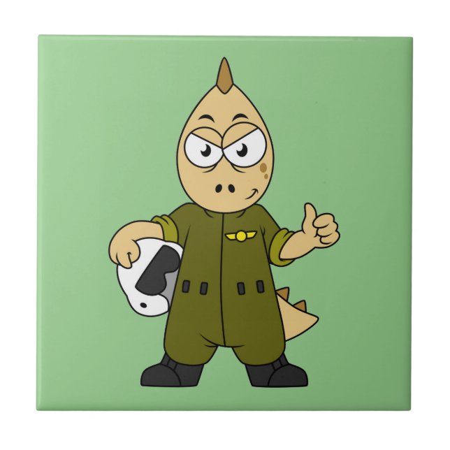 Illustration eines Piloten von Allosaurus Jet. Fliese (Vorderseite)