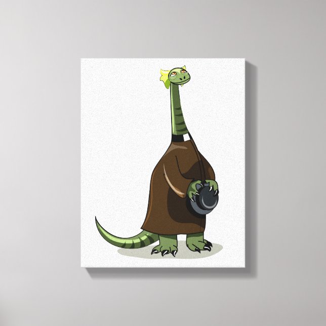 Illustration eines Plateosaurus, der als Priester  Leinwanddruck (Vorderseite)