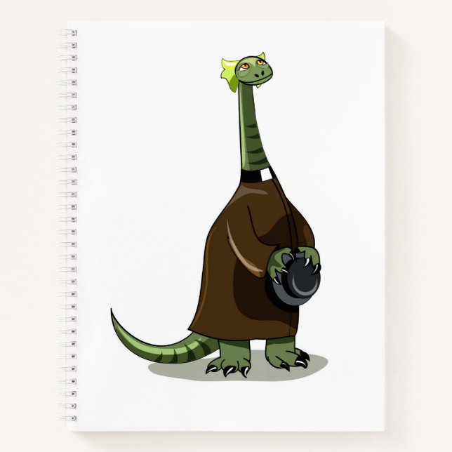 Illustration eines Plateosaurus, der als Priester  Notizbuch (Vorderseite)