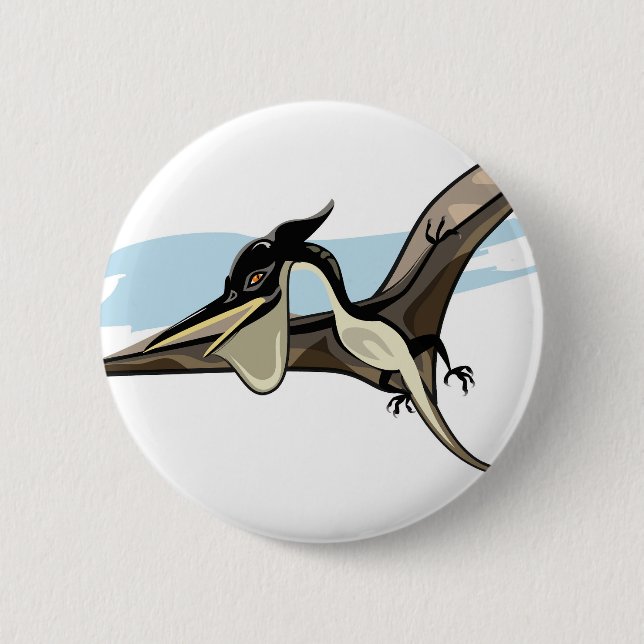 Illustration eines Pteranodon Dinosauriers. Button (Vorderseite)