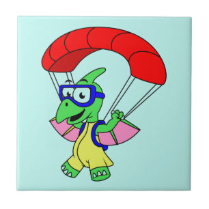 Illustration eines Pterodactylparachuting. Fliese