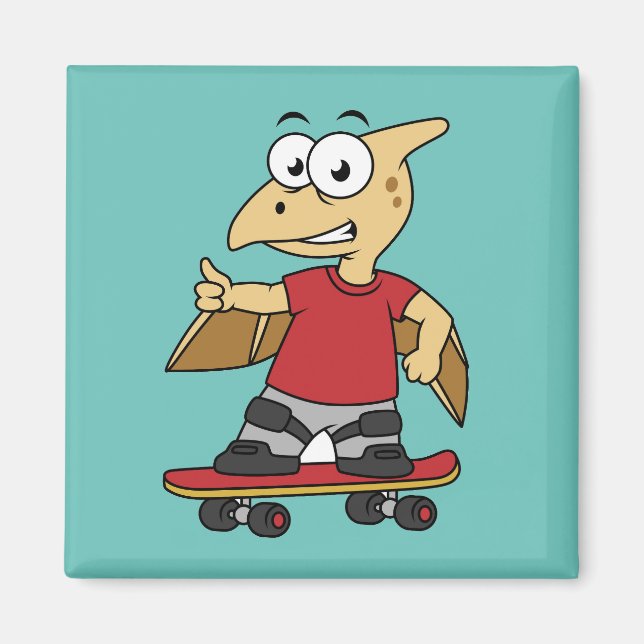 Illustration eines Pterosaurus Skateboarding. Magnet (Vorne)
