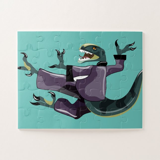 Illustration eines Raptor Darstellend Karate. (Horizontal)