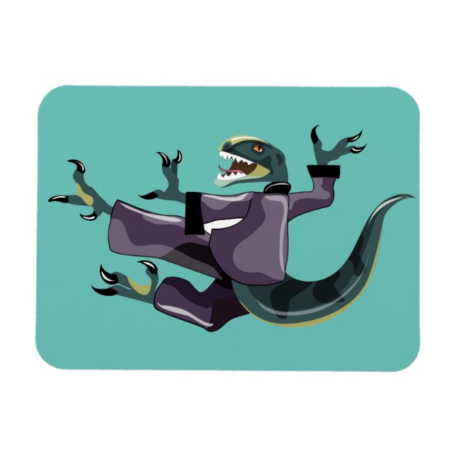 Illustration eines Raptor Darstellend Karate. Magnet (Horizontal)