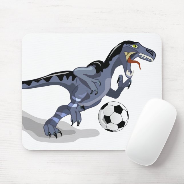 Illustration eines Raptor Dinosauriers, der Fußbal Mousepad (Mit Mouse)