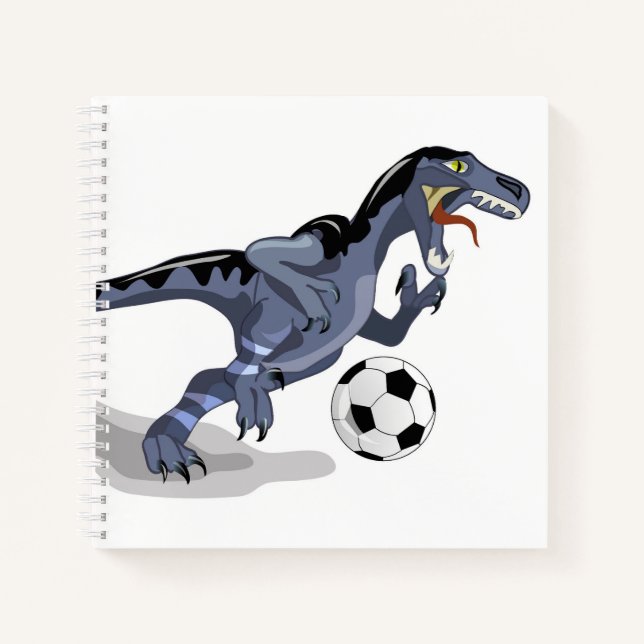 Illustration eines Raptor Dinosauriers, der Fußbal Notizbuch (Vorderseite)
