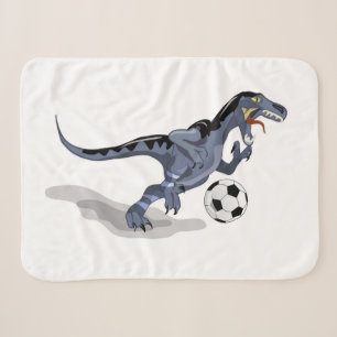 Illustration eines Raptor Dinosauriers, der Fußbal Sherpadecke