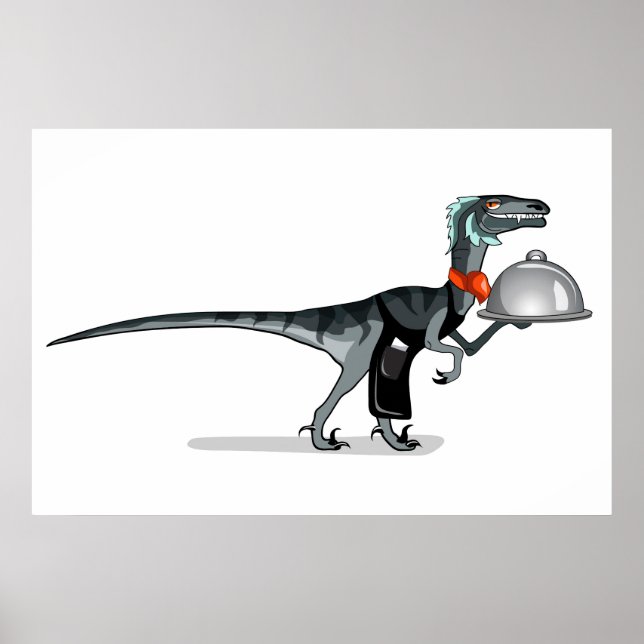 Illustration eines Raptor Food Kellners. Poster (Vorne)