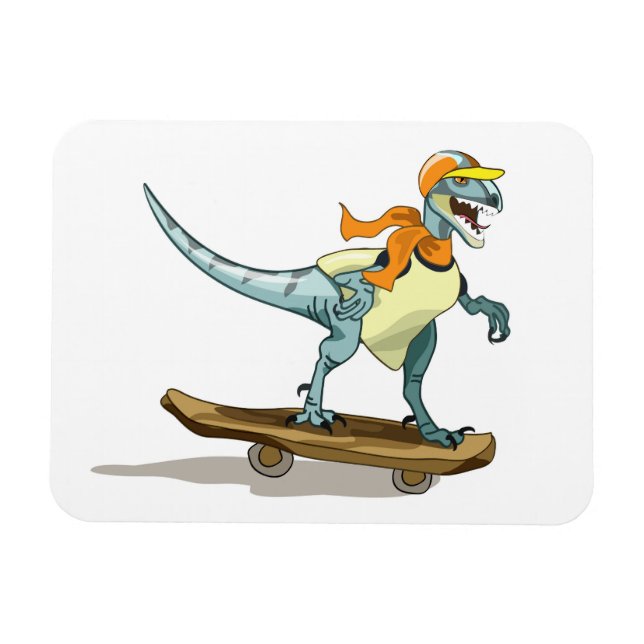 Illustration eines Raptor Skateboarding. Magnet (Horizontal)