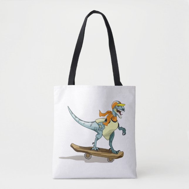 Illustration eines Raptor Skateboarding. Tasche (Vorderseite)