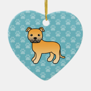 Illustration eines rehbraunen Staffordshire Bull T Keramikornament