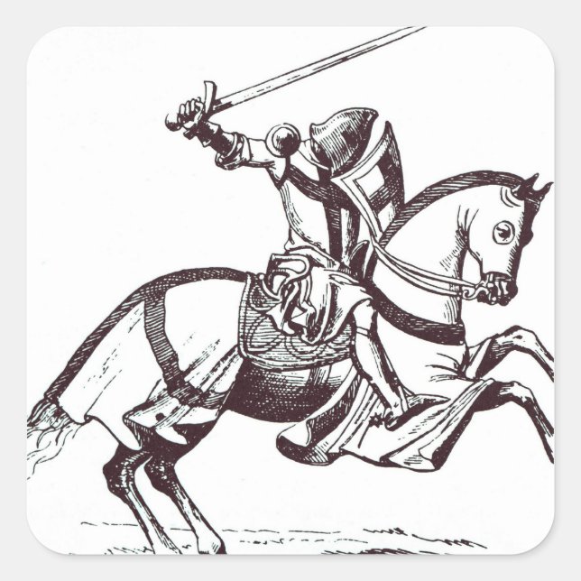 Illustration eines Rittertempels Quadratischer Aufkleber (Vorderseite)