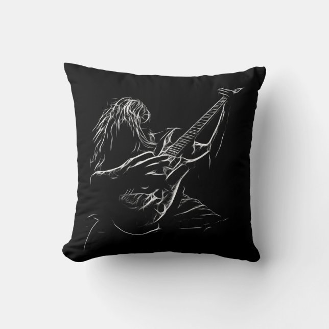 Illustration eines Rockmusikers Kissen (Vorderseite)