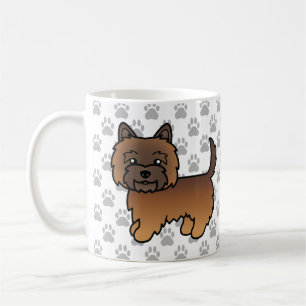 Illustration eines roten Cairn Terriers mit Pfoten Kaffeetasse