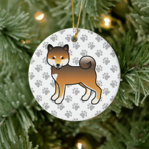 Illustration eines roten Sesam-Shiba-Inu-Cartoons Keramik Ornament
