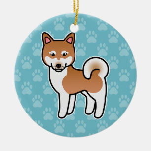 Illustration eines roten und weißen Alaskan Klee K Keramik Ornament