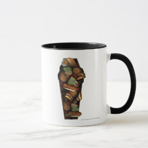 Illustration eines Sarges füllte mit Schnellimbi Tasse