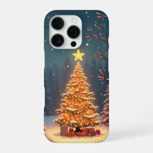 Illustration eines schneebedeckten Weihnachtswalde iPhone 16 Pro Hülle
