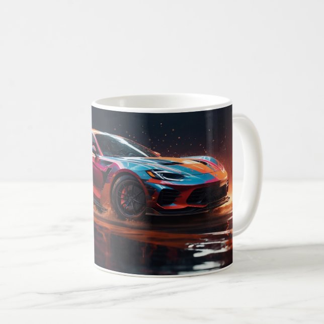 Illustration eines schnellen modernen Sportwagens Kaffeetasse (VorderseiteRechts)