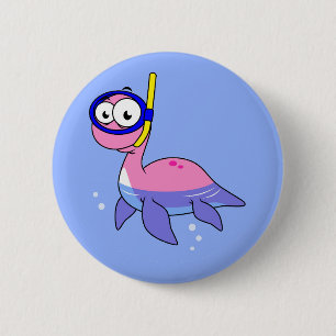 Illustration eines schnorchelnden Loch Ness Monste Button