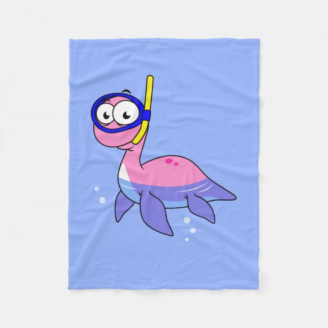 Illustration eines schnorchelnden Loch Ness Monste Fleecedecke (Vorderseite)