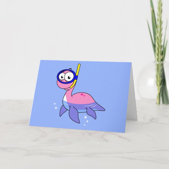 Illustration eines schnorchelnden Loch Ness Monste Karte (Vorderseite)