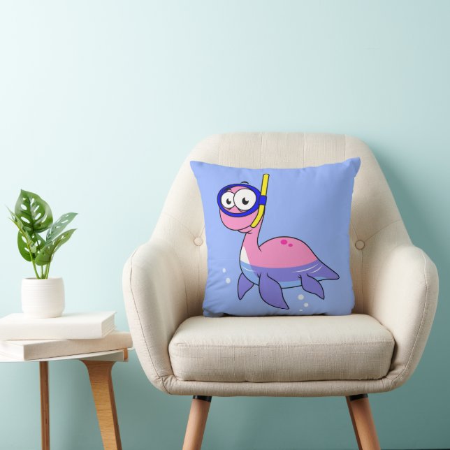 Illustration eines schnorchelnden Loch Ness Monste Kissen (Stuhl )