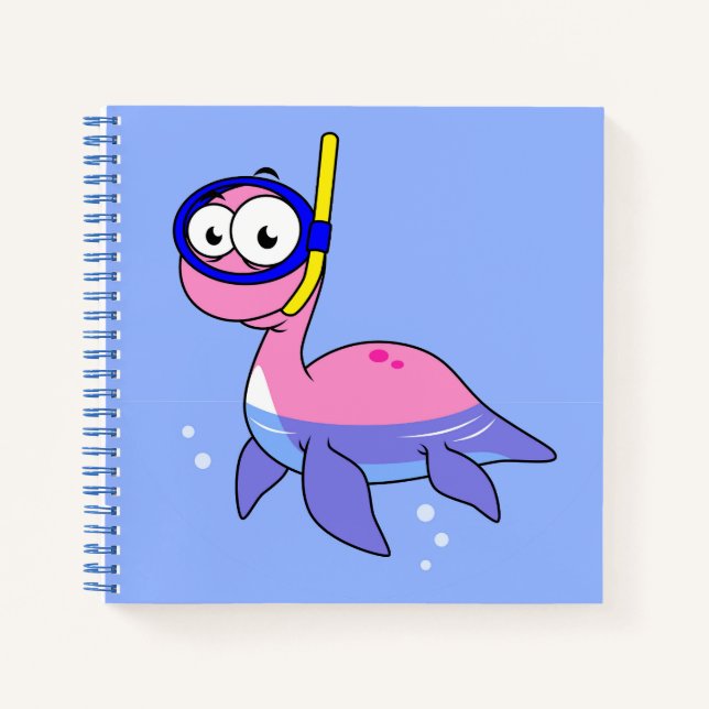 Illustration eines schnorchelnden Loch Ness Monste Notizbuch (Vorderseite)