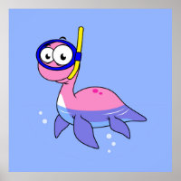 Illustration eines schnorchelnden Loch Ness Monste