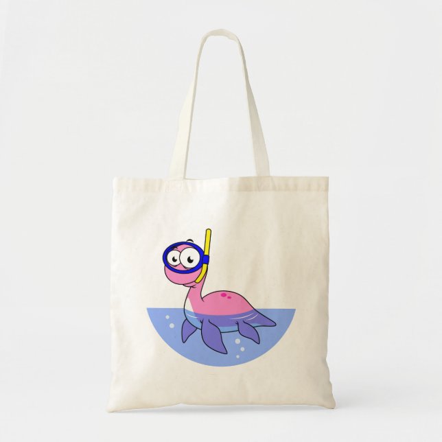 Illustration eines schnorchelnden Loch Ness Monste Tragetasche (Vorne)