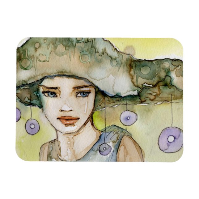 Illustration eines schönen, zarten Mädchens Magnet (Horizontal)
