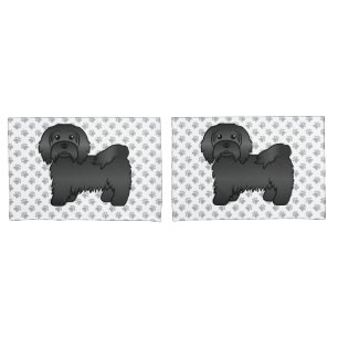 Illustration eines schwarzen Havanese Cartoon-Hund Kissenbezug