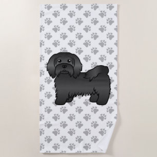 Illustration eines schwarzen Havanese Cartoon-Hund Strandtuch