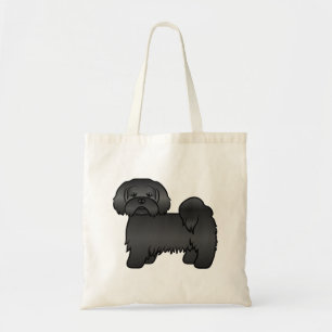 Illustration eines schwarzen Lhasa Apso als süßer Tragetasche