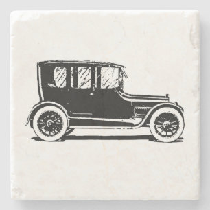 Illustration eines schwarzen Oldtimers Steinuntersetzer