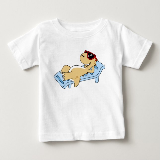 Illustration eines Sonnenbades Tyrannosaurus Rex. Baby T-shirt (Vorderseite)