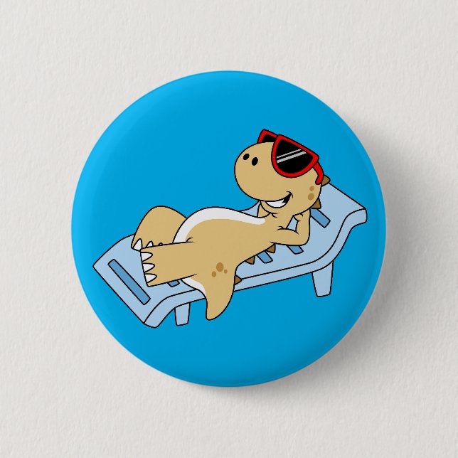 Illustration eines Sonnenbades Tyrannosaurus Rex. Button (Vorderseite)